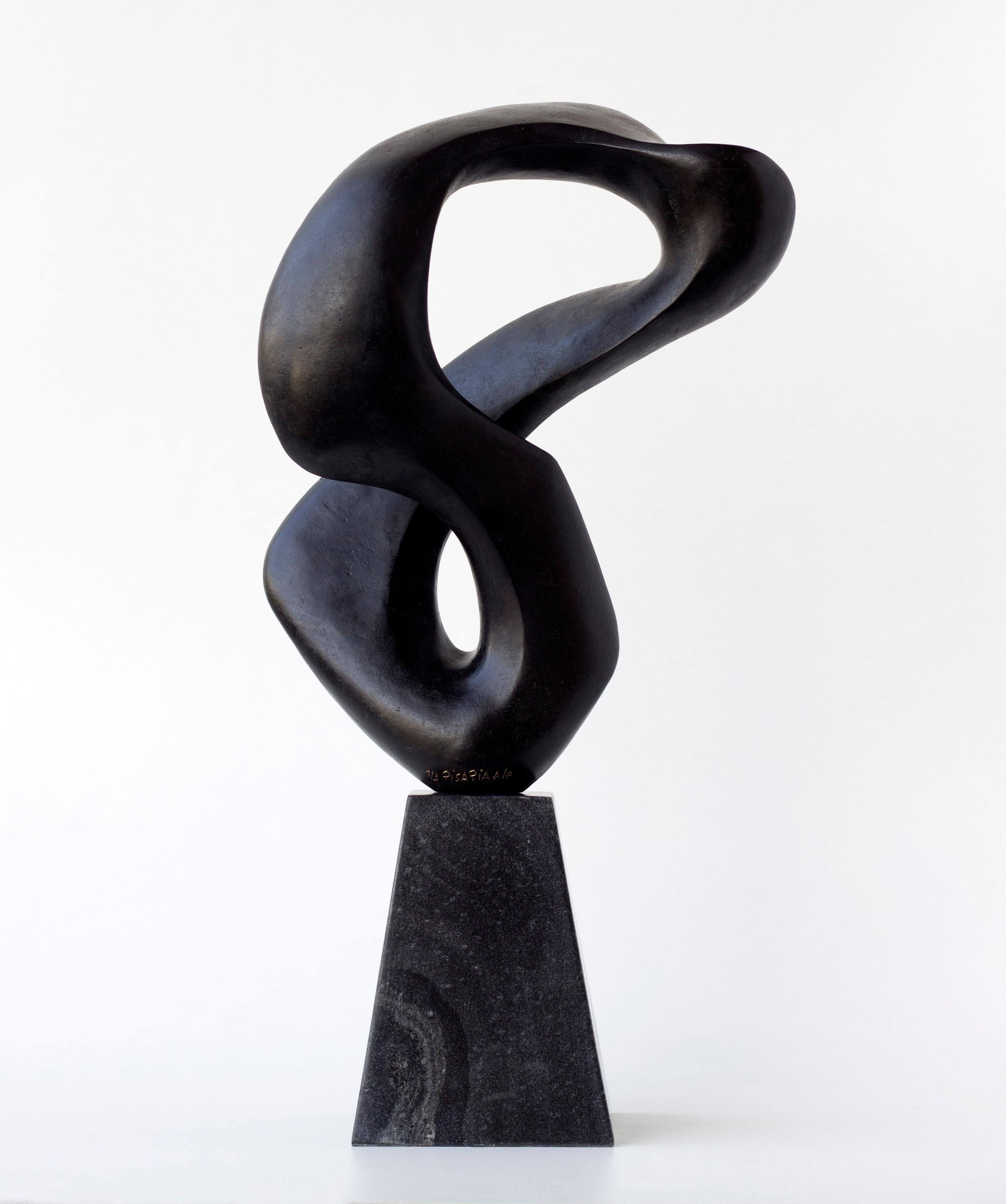 "Sempre" bronze abstract sculpture on marble base