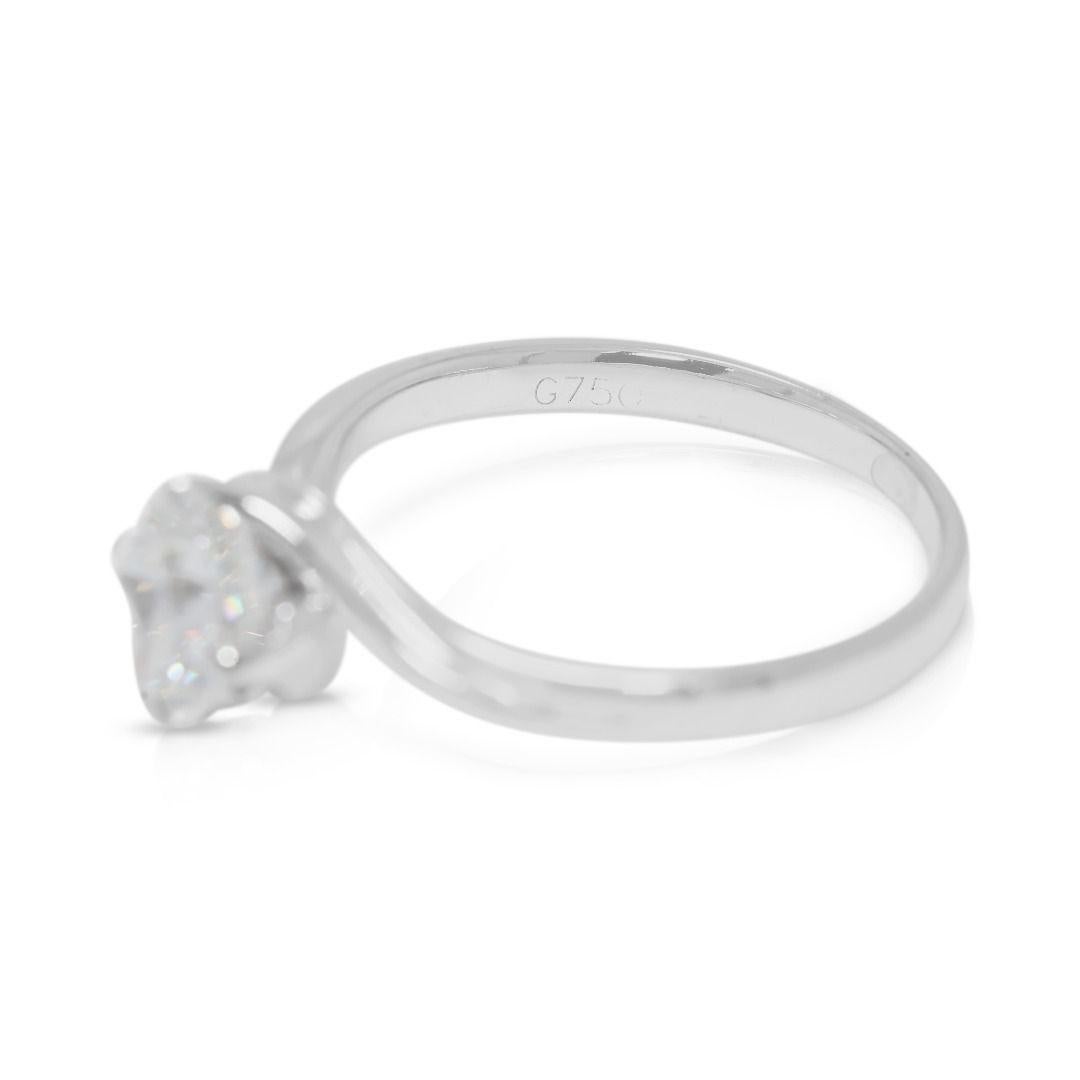 Flawless 0.92ct Natural Diamond Solitaire Ring in 18K White Gold en Excelente estado para la venta en רמת גן, IL