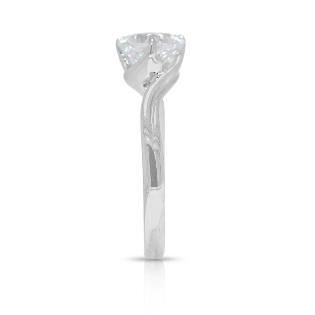 Flawless 0.92ct Natural Diamond Solitaire Ring in 18K White Gold en venta 1