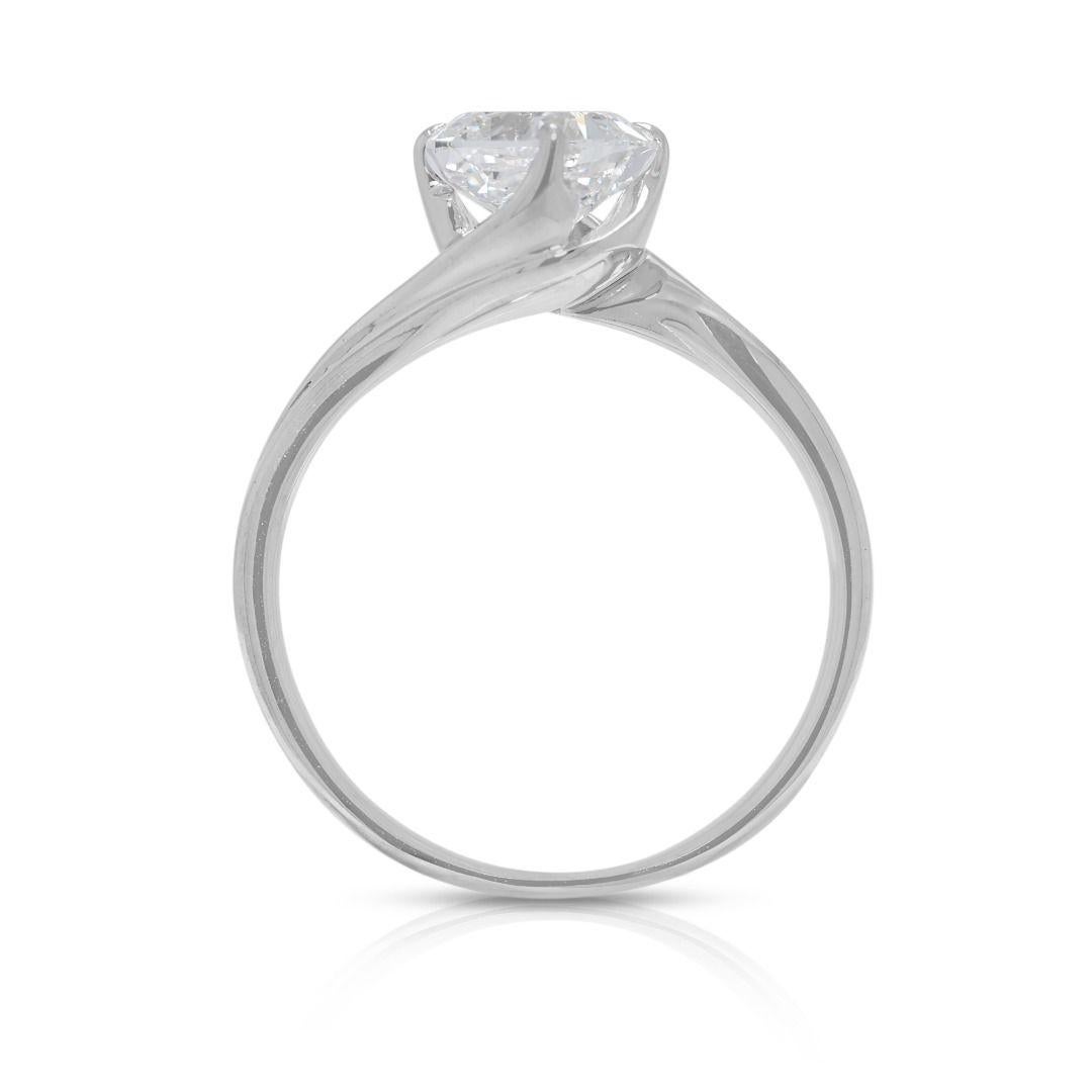 Flawless 0.92ct Natural Diamond Solitaire Ring in 18K White Gold en venta 2