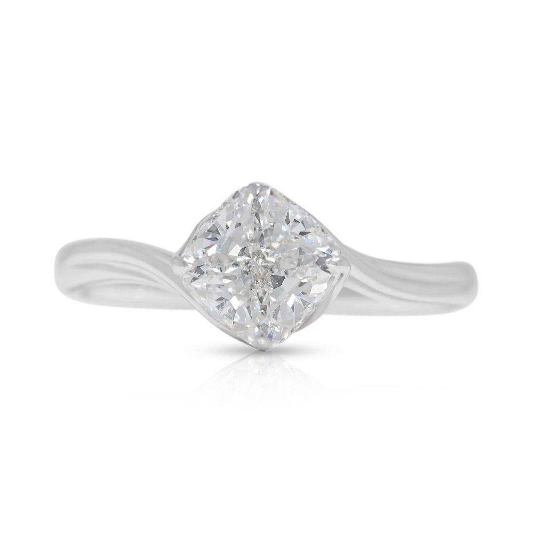 Flawless 0.92ct Natural Diamond Solitaire Ring in 18K White Gold