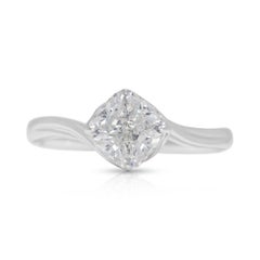 Flawless 0.92ct Natural Diamond Solitaire Ring in 18K White Gold