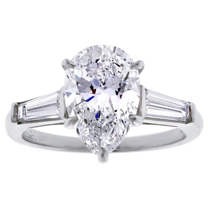 Flawless 2.54 Carat Pear-Shape Diamond Ring