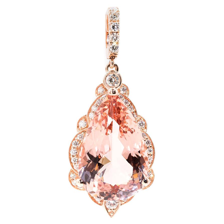29 Carat Royal Blue Topaz .60 Carat Diamond Rose Gold Necklace Pendant