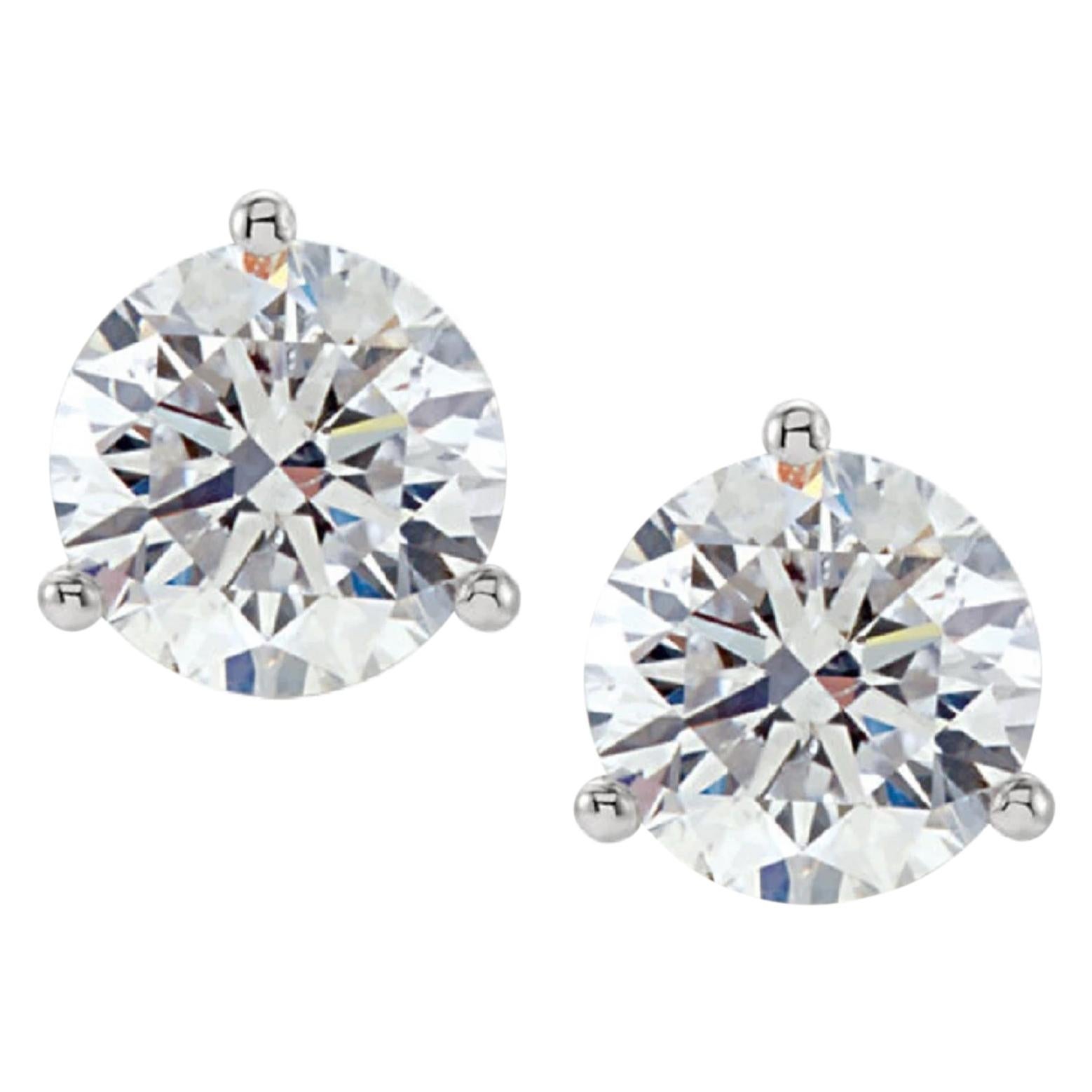 GIA Certified 3.80 Carat Round Diamond Studs D/E Color VS Clarity