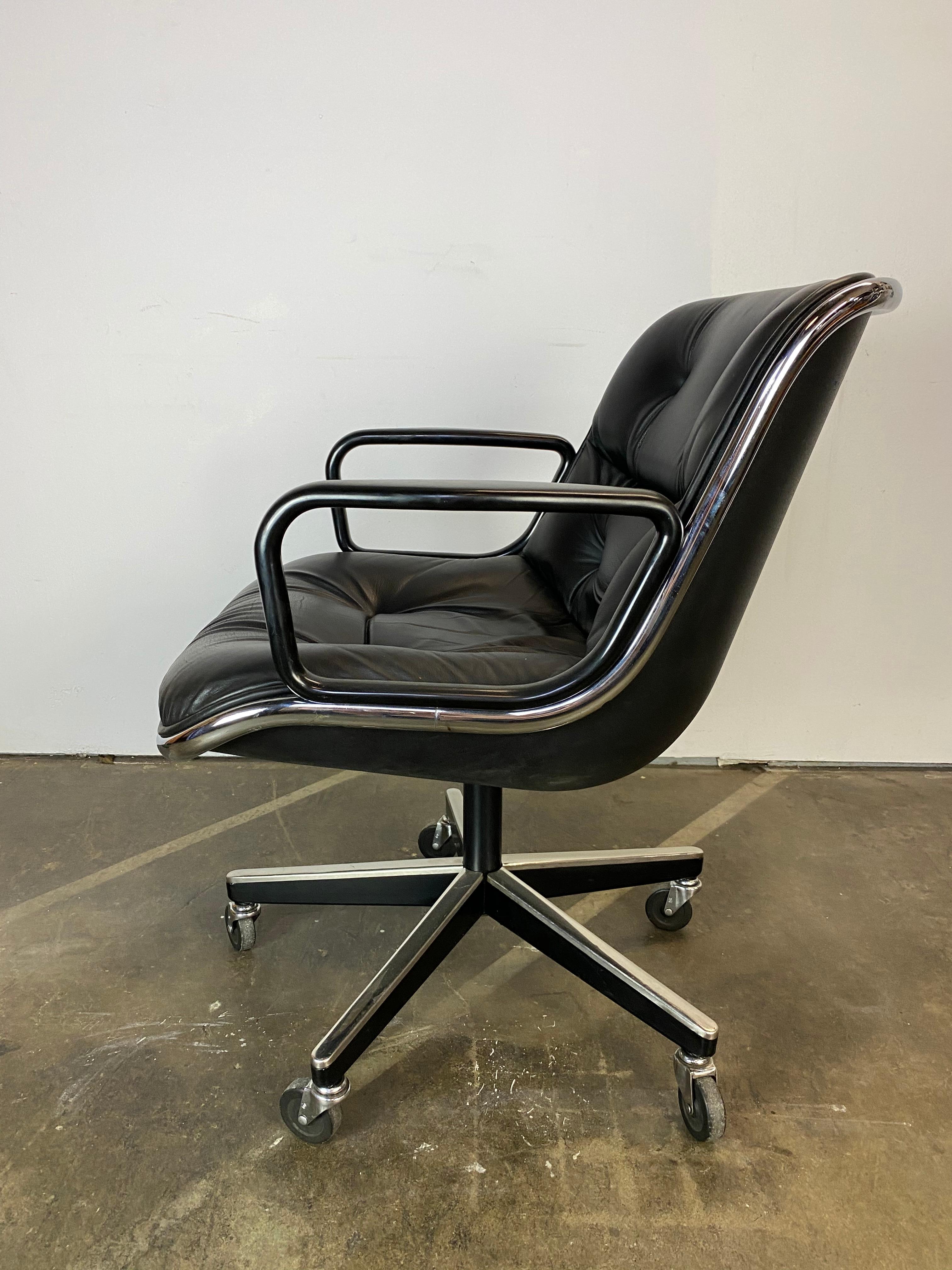Flawless Charles Pollock Leather Desk Office Chair for Knoll 4
