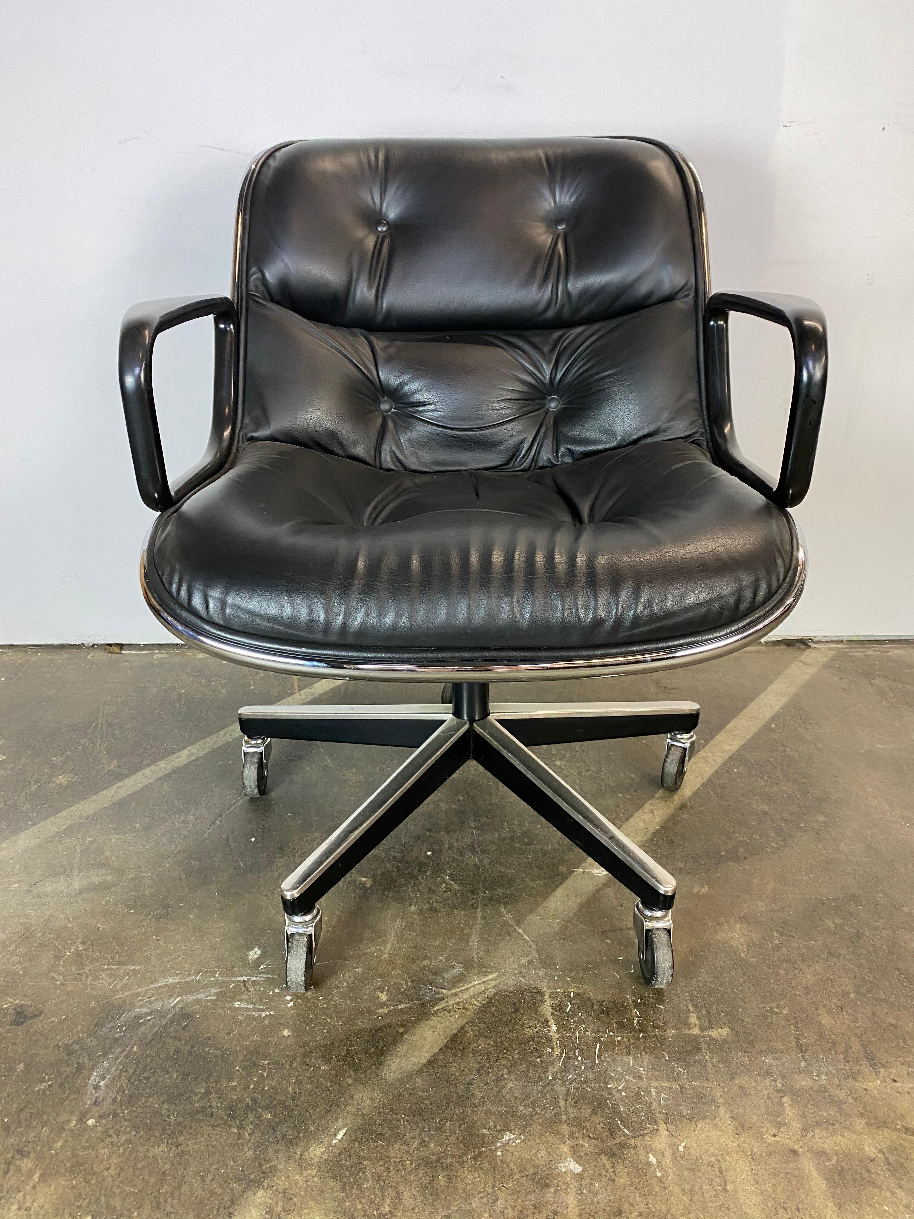 The Classic Pollock chair, designed by Charles Pollock for Knoll. After selling dozens of this design, it is in better condition than any other. And there are 2! They came from an auxiliary room in an office and were seldom used, hence the