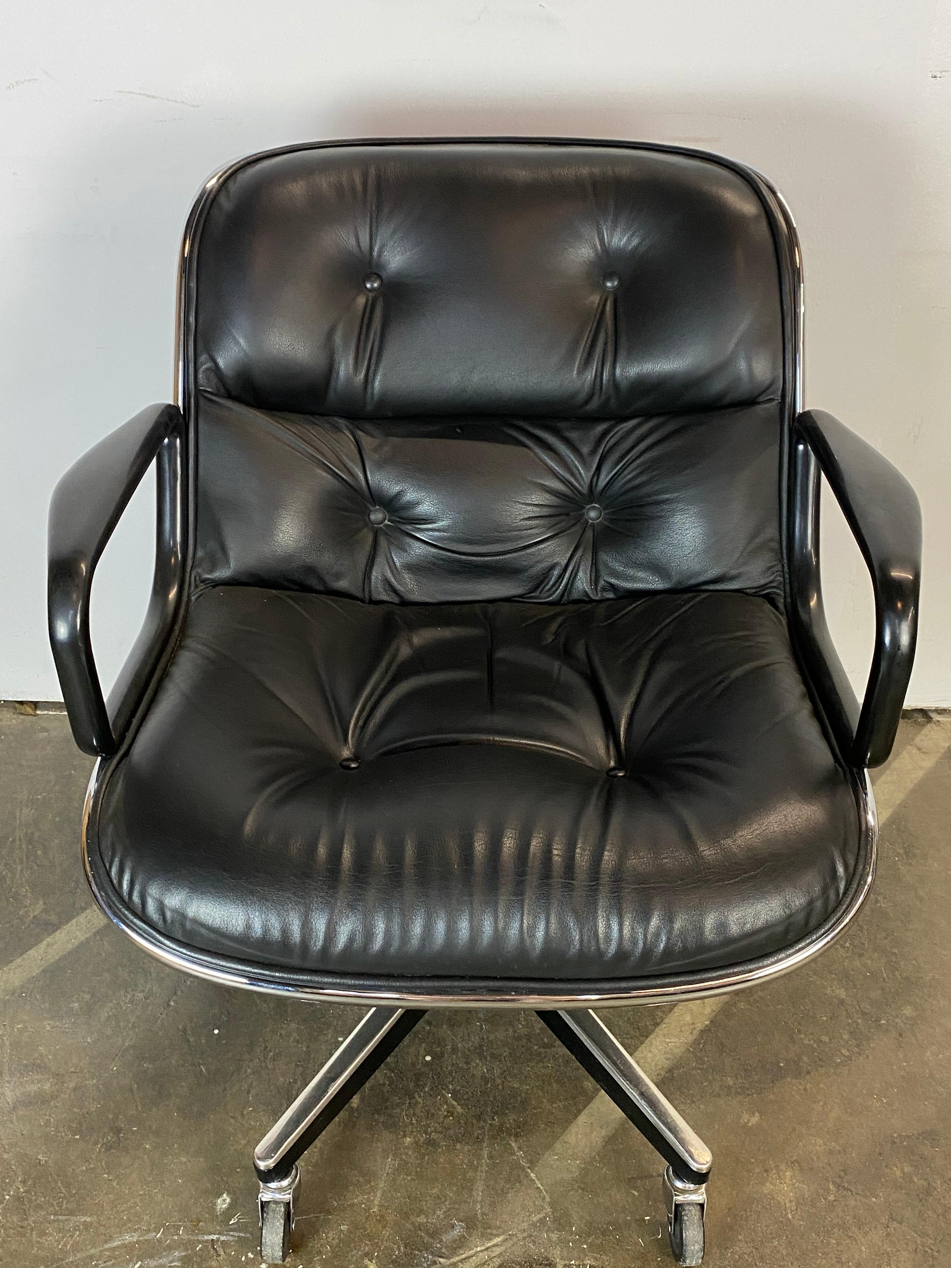 Mid-Century Modern Flawless Charles Pollock Leather Desk Office Chair for Knoll