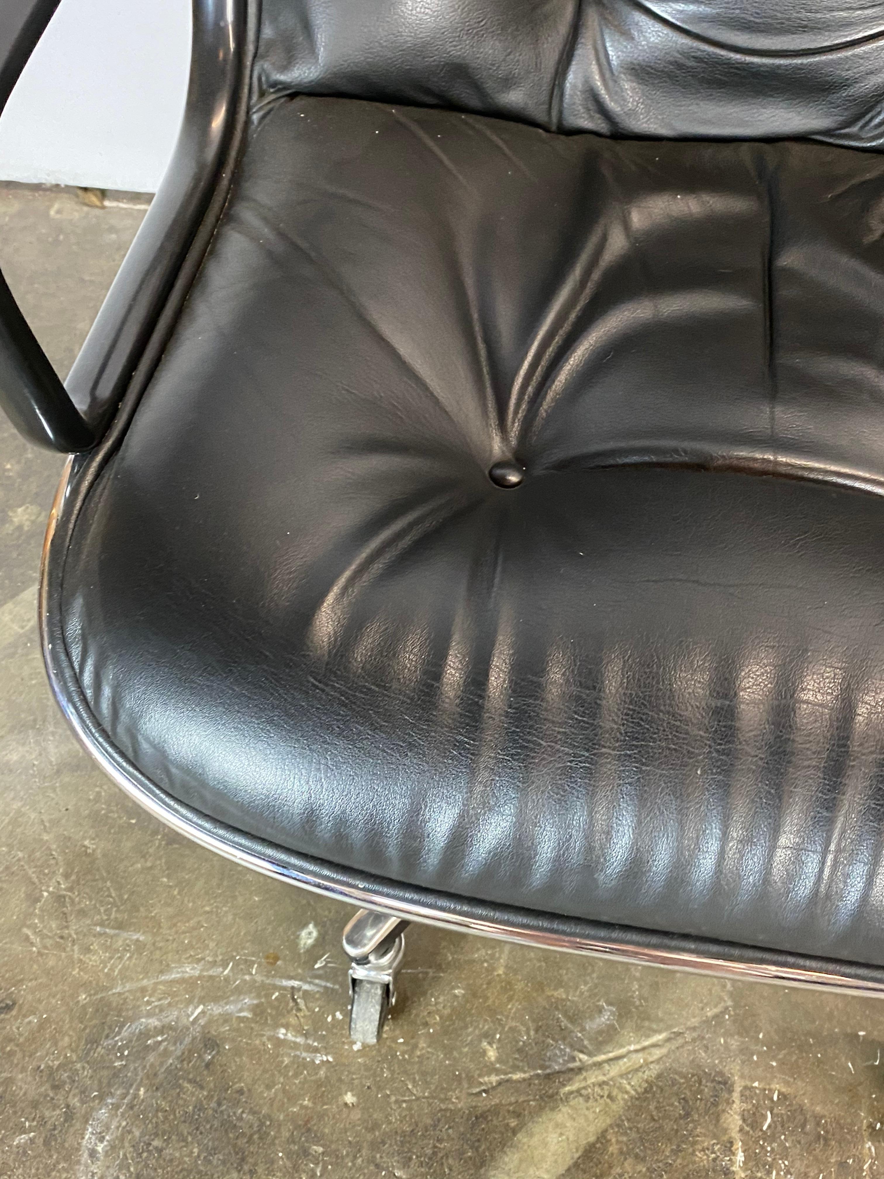 American Flawless Charles Pollock Leather Desk Office Chair for Knoll