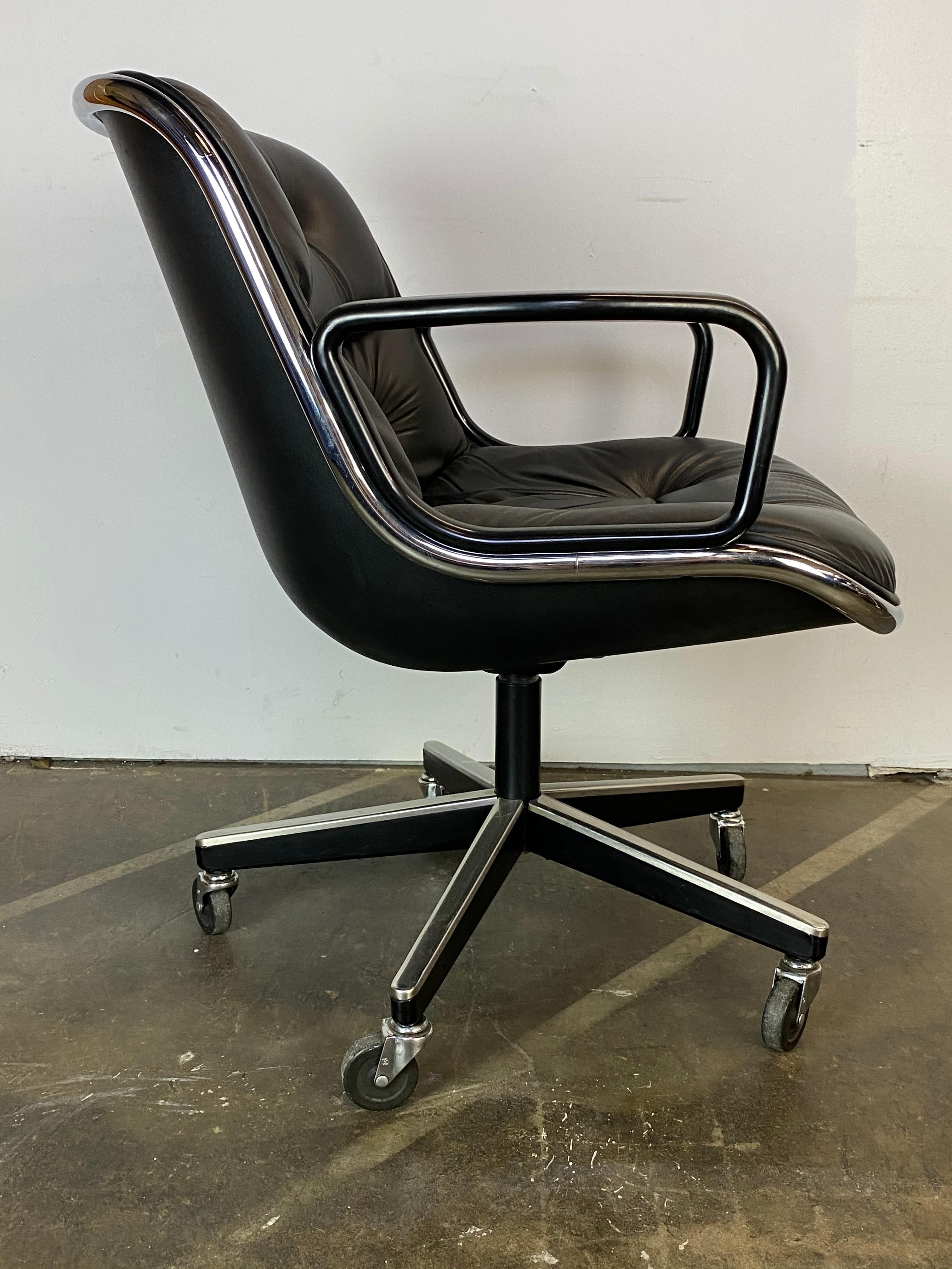 Flawless Charles Pollock Leather Desk Office Chair for Knoll 1