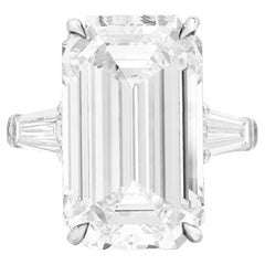 Flawless Clarity GIA Certified 13 Carat Emerald Cut Diamond Ring