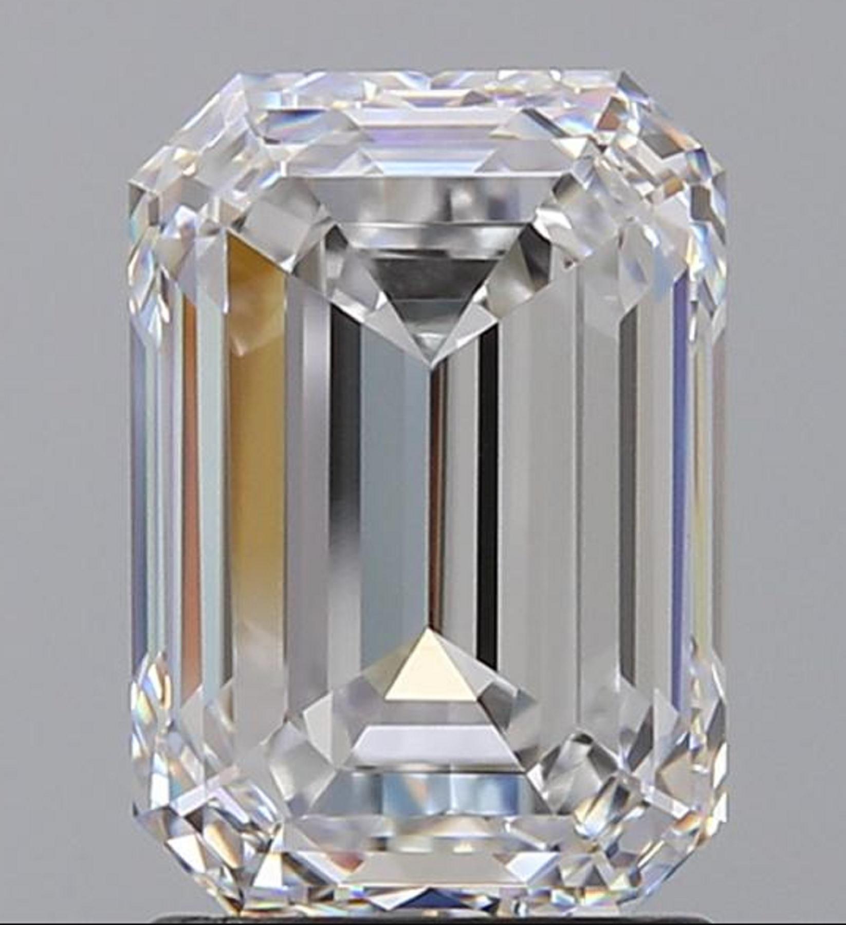 Modern Flawless Clarity GIA Certified 5.65 Carat Emerald Cut Diamond Platinum Ring
