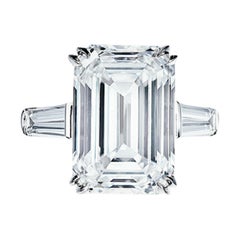 Anello in platino con diamante taglio smeraldo da 5,65 carati, certificato GIA, di purezza impeccabile