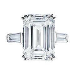 Flawless Clarity GIA Certified 5.65 Carat Emerald Cut Diamond Platinum Ring