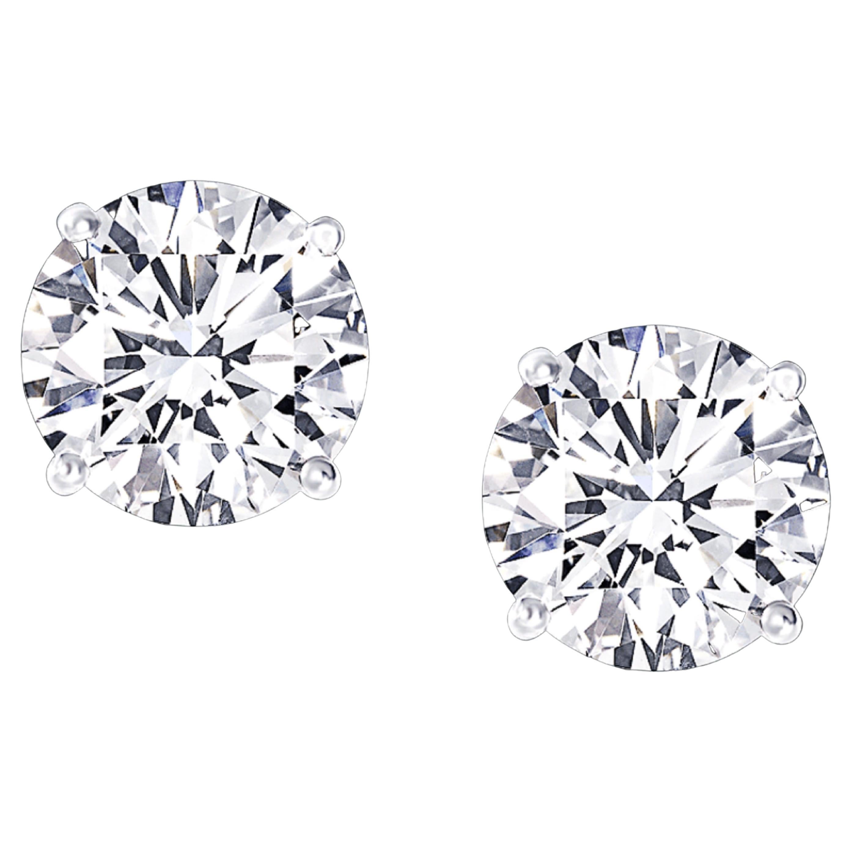 Flawless Clarity GIA Certified 6 Carat Round Brilliant Cut Diamond Studs For Sale