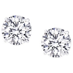 Boucles d'oreilles en diamant certifié GIA de 6 carats à taille ronde et brillante, pureté irréprochable