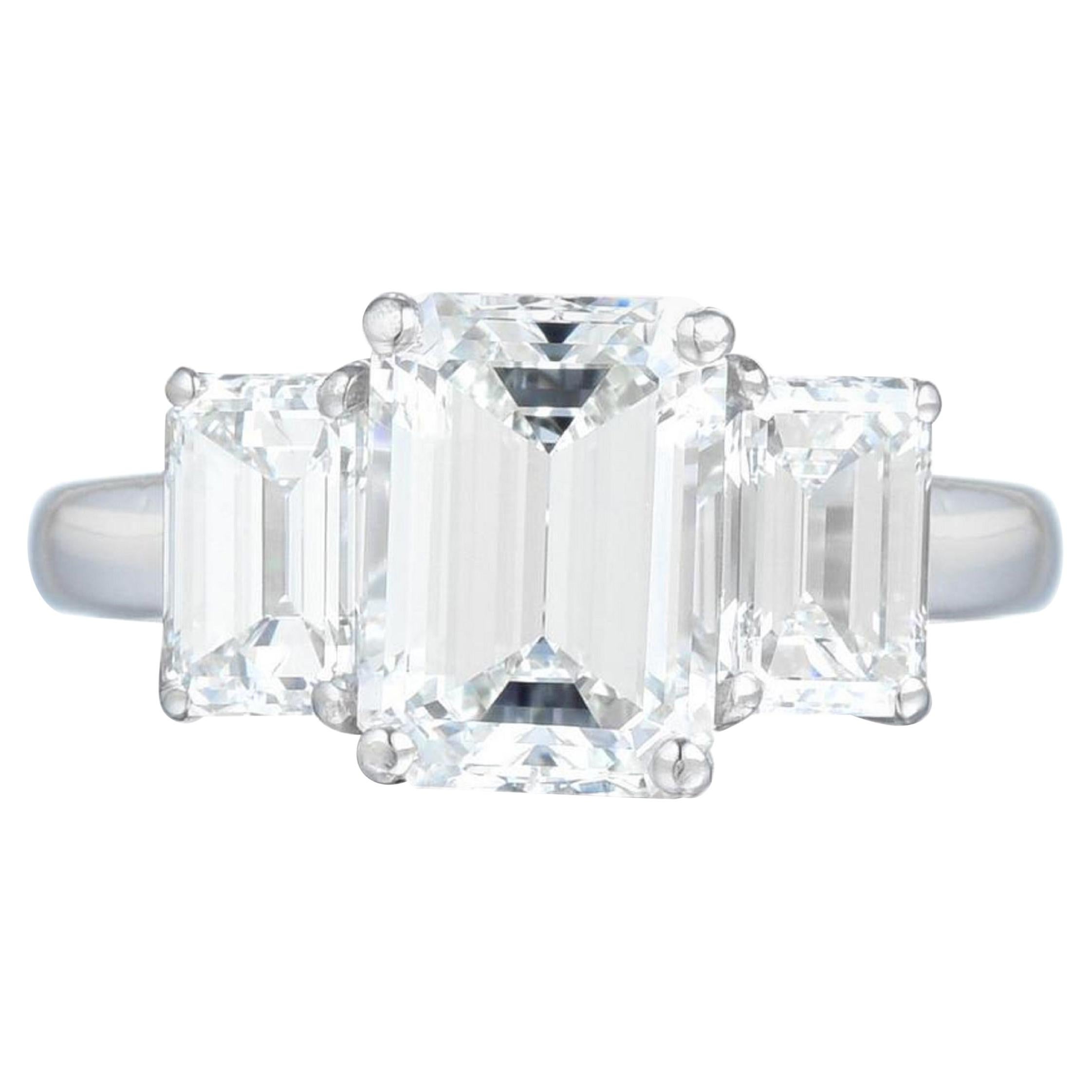 Flawless Color GIA Certified 4 Carat 'Main Stone' Emerald Cut Diamond Ring