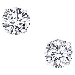 Flawless D Color GIA 3.20 Carat Round Diamond Studs