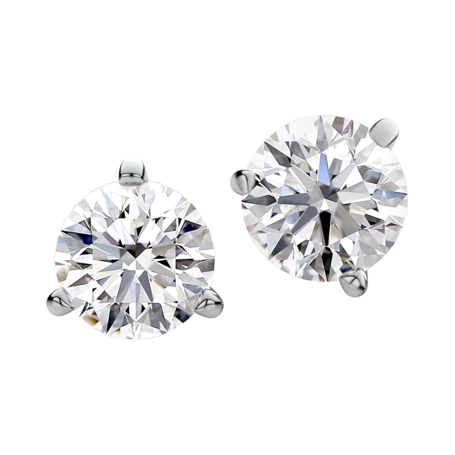 Internally Flawless F Color GIA Certified 2.41 Carat Round Diamond Studs