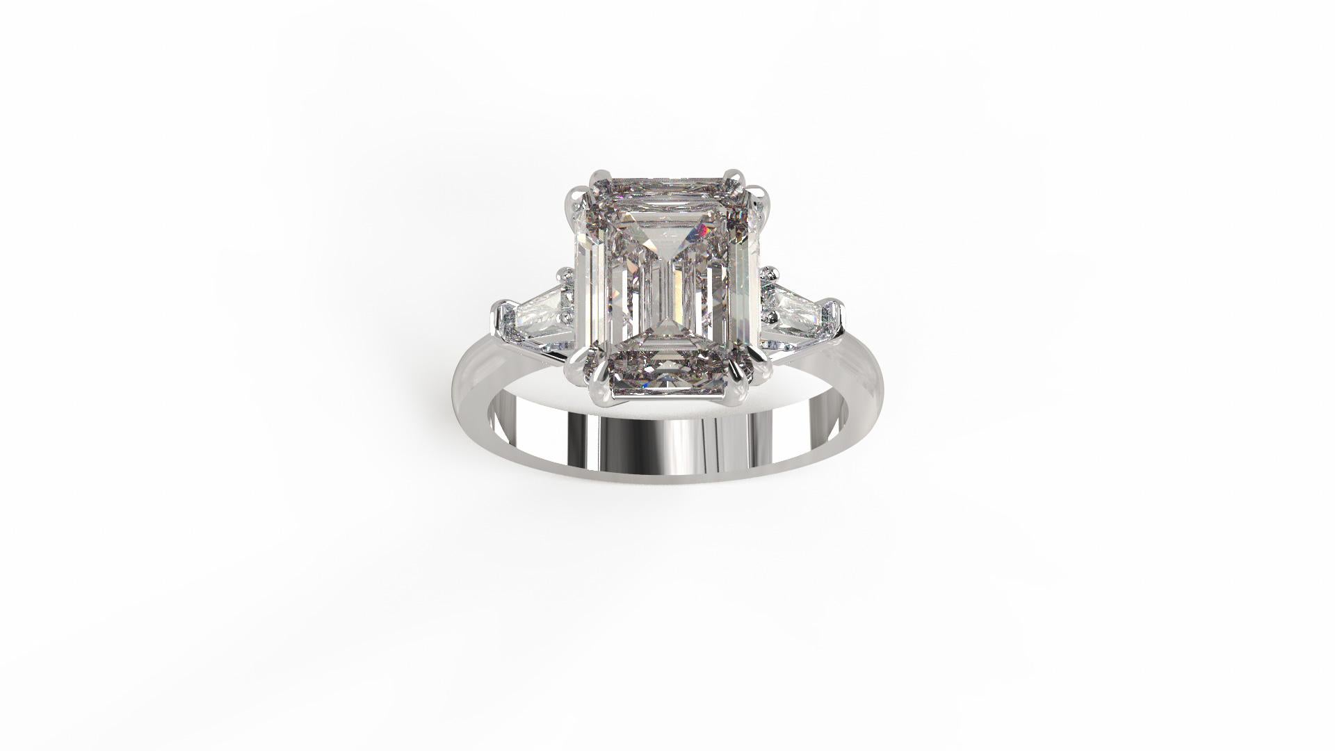 2.5 carat emerald cut diamond ring