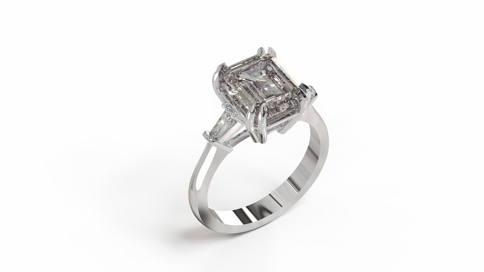 2.5 carat rectangle diamond ring