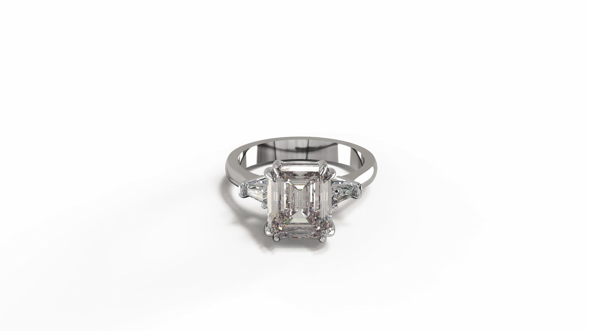 Modern I FLAWLESS GIA Certified 2.50 Carat Emerald Cut Diamond Ring