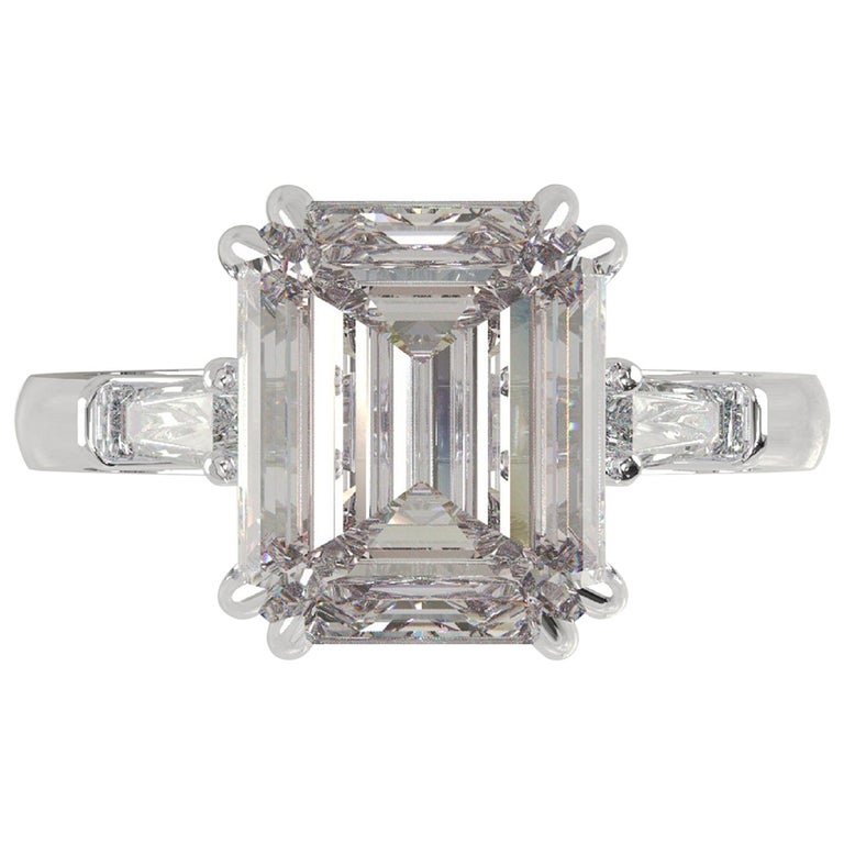 Flawless D Color Gia Certified 3 69 Carat Emerald Cut Diamond Ring For Sale At 1stdibs