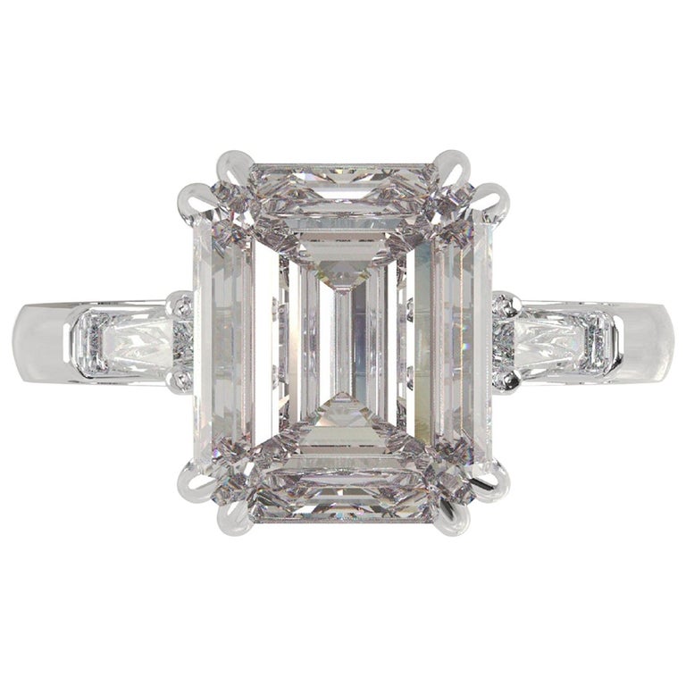 I FLAWLESS GIA zertifizierter 2,50 Karat Diamantring mit Smaragdschliff im  Angebot bei 1stDibs