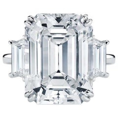 Flawless D Color GIA Certified Three Stone Emerald Cut Diamond Ring