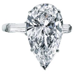 Flawless Exceptional GIA Certified 10 Carat Pear Cut Diamond Ring