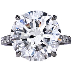 Flawless GIA Certified 11.43 Carat Round Brilliant Cut Diamond Platinum Ring