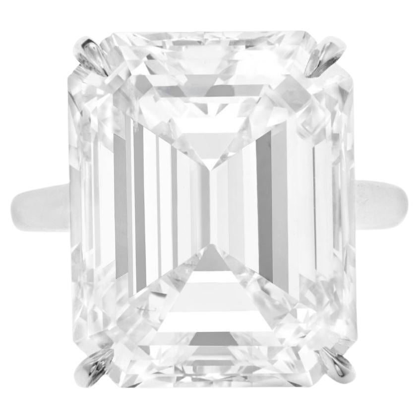 Flawless GIA Certified 15 Carat Emerald Cut Solitaire Diamond Ring
