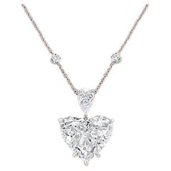 FLAWLESS GIA Certified 15 Carat Heart Shape Diamond Pendant Necklace