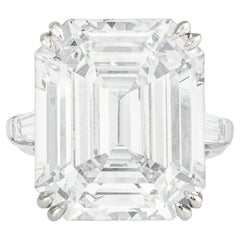Flawless GIA Certified 16 Carat Emerald Cut Diamond Solitiare Ring