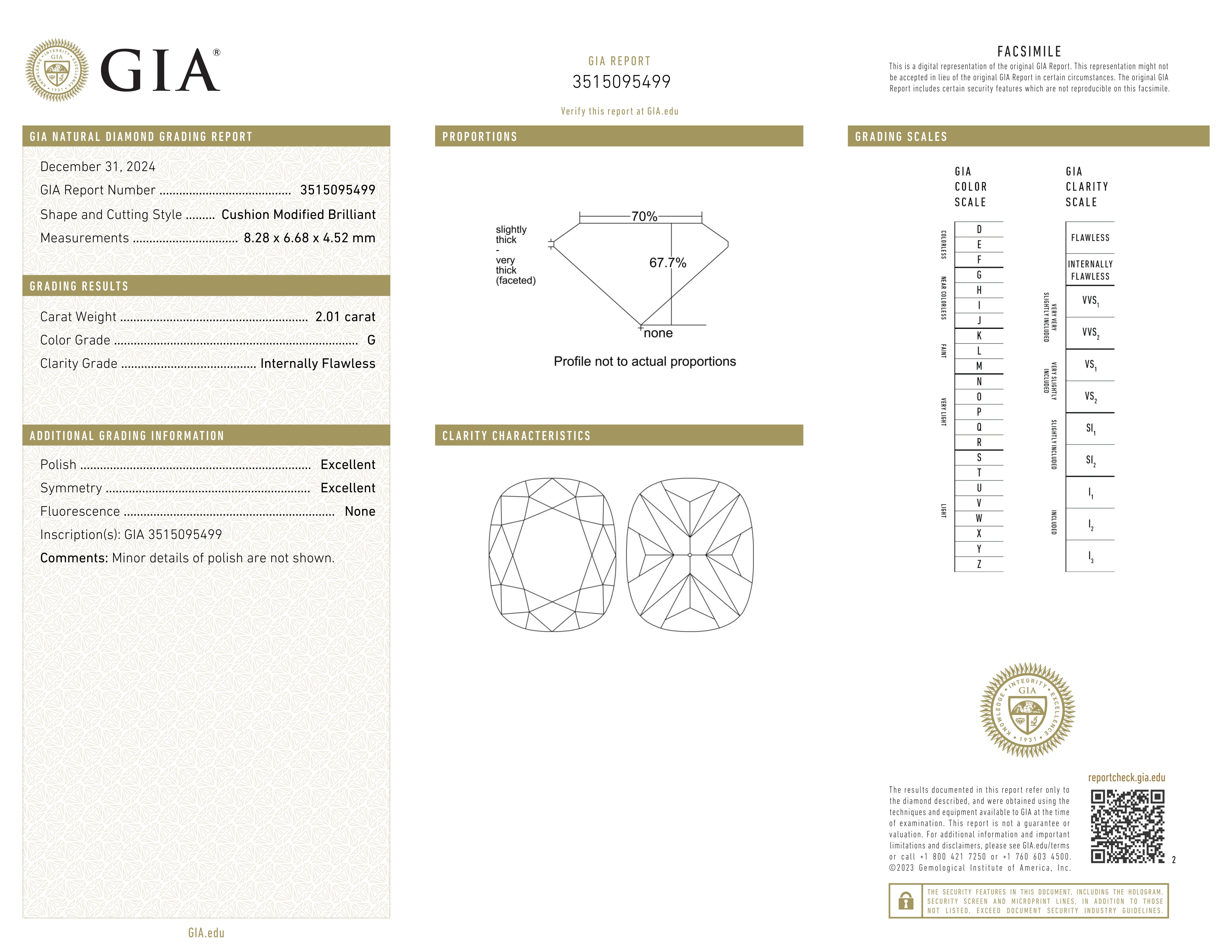Anillo de diamantes de talla cojín de 2 quilates, impecable, certificado por el GIA Corte cojín en venta