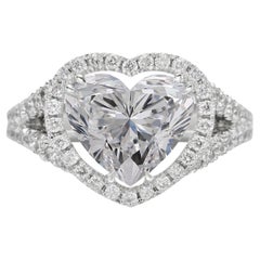 GIA Certified 2.03 Carat Heart Cut Diamond D Color VVS1 Clarity Platinum Ring