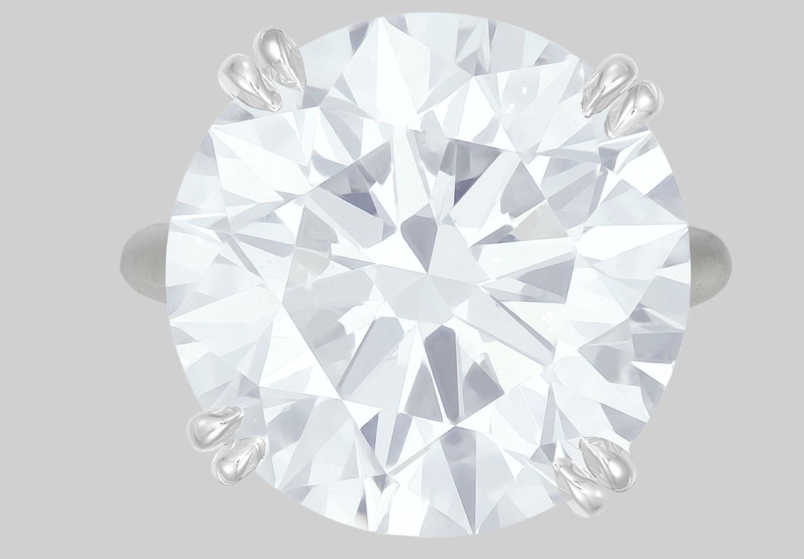 FLAWLESS GIA Certified 21 Carat Round Brilliant Cut Diamond Platinum Ring