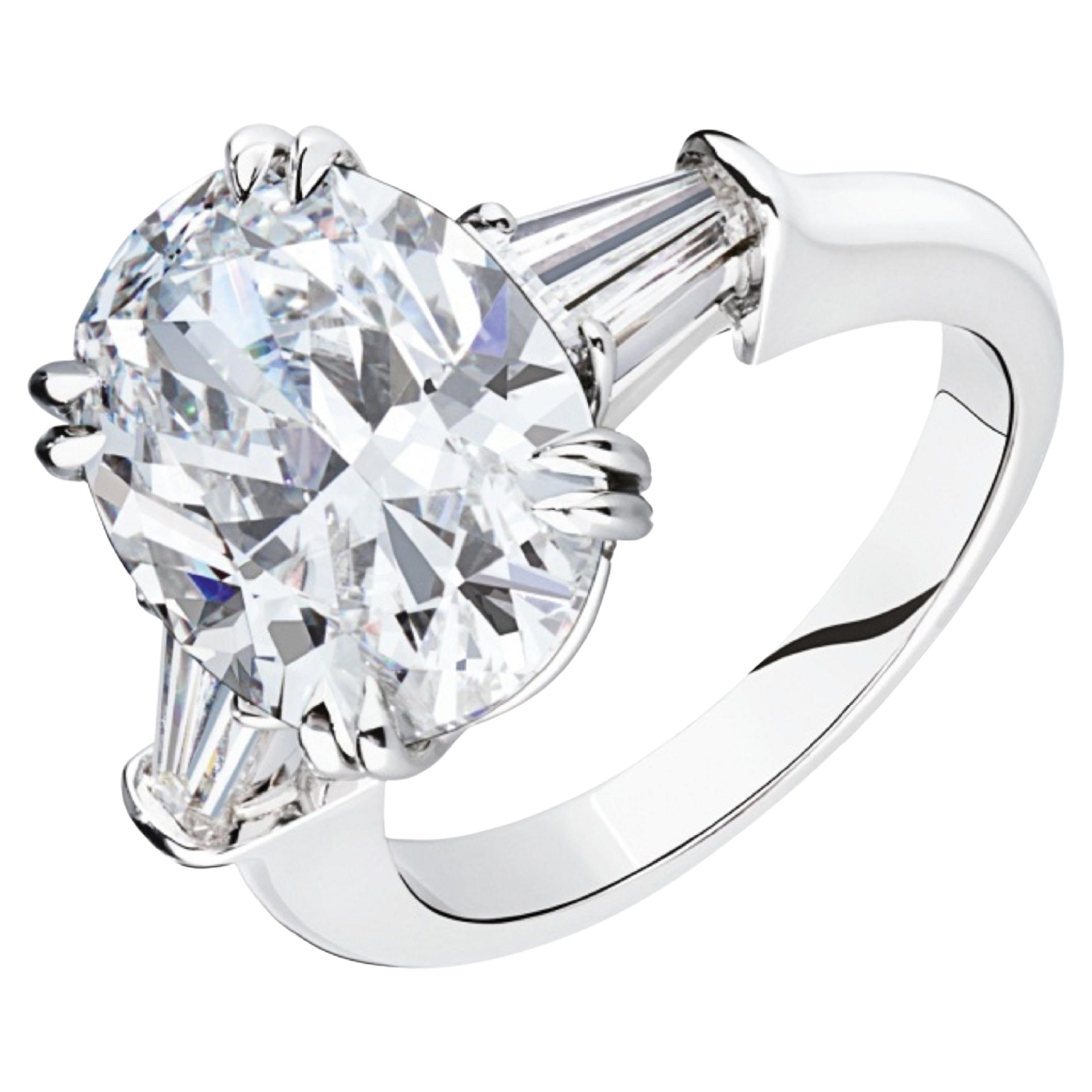 Bague en or blanc 18 carats avec diamant ovale de 3 carats certifié GIA