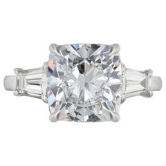 GIA Certified 2.30 Carat Cushion Brilliant Cut Diamond Ring E Color VVS2 