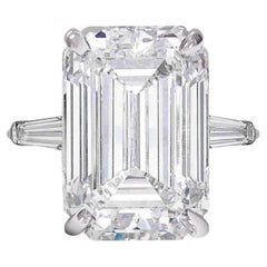 Flawless GIA Certified 4 Carat Emerald Cut Diamond Platinum Ring