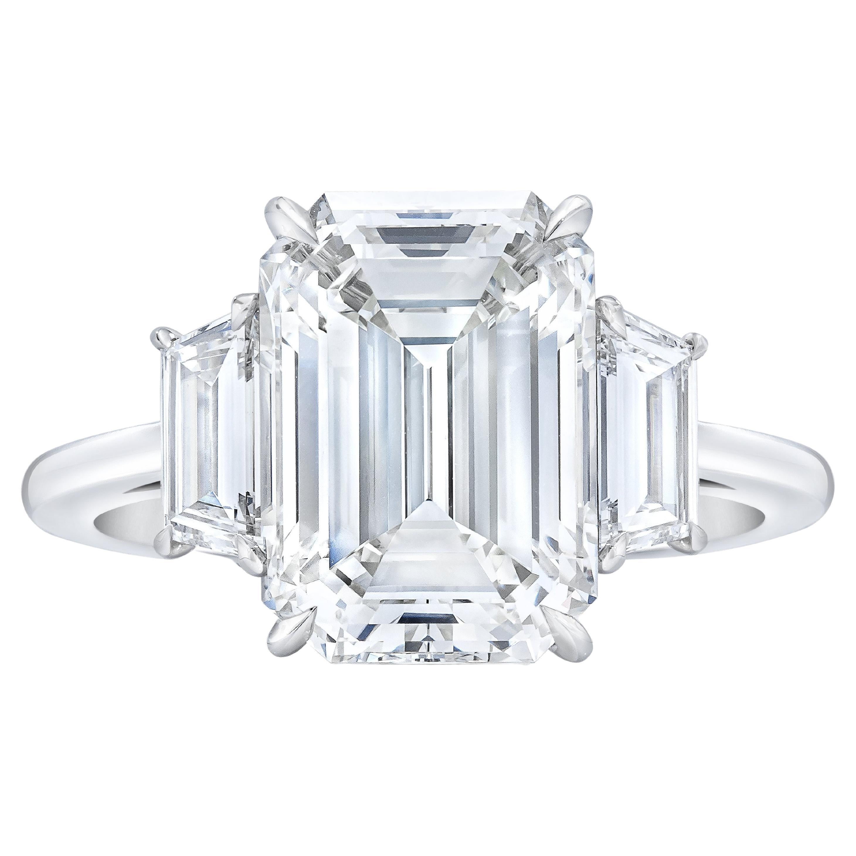 FLAWLESS GIA Certified 4 Carat Emerald Cut Diamond Ring