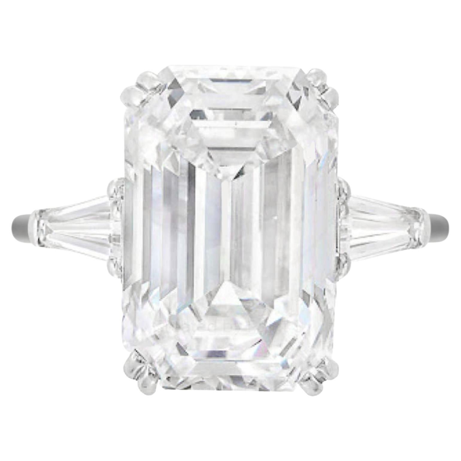 Flawless GIA Certified 4 Carat Emerald Cut Diamond Ring Investment Grade