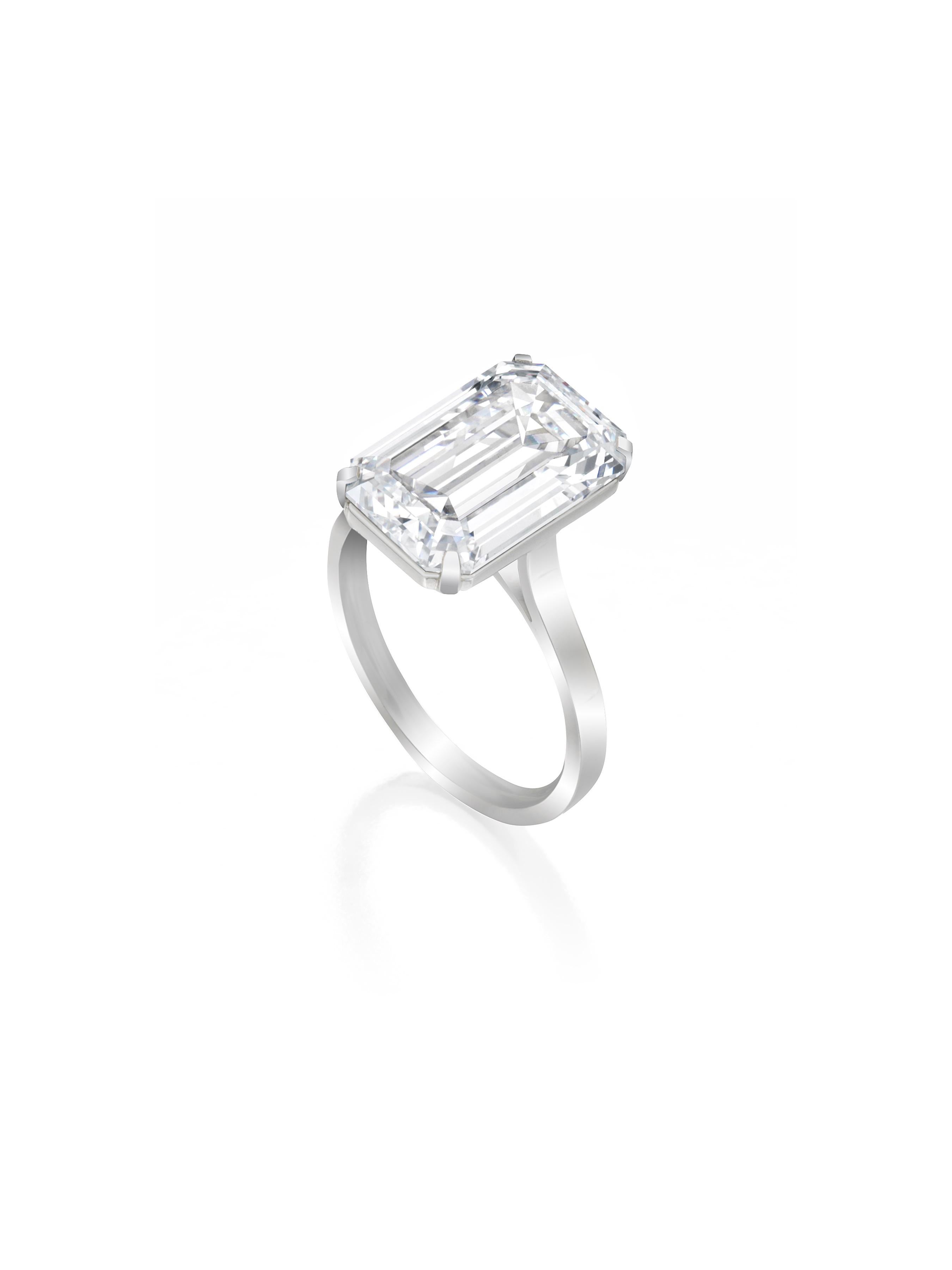 Modern Flawless GIA Certified 4 Carat Emerald Cut Platinum Ring