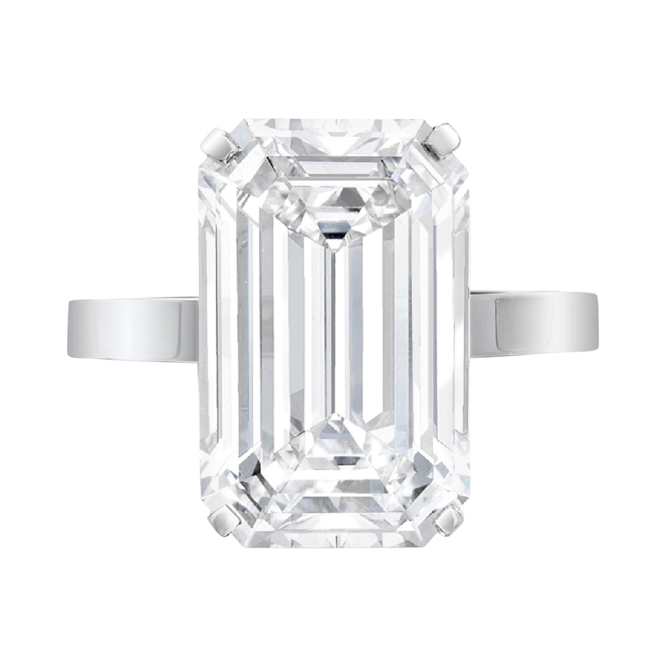 Flawless GIA Certified 4 Carat Emerald Cut Platinum Ring
