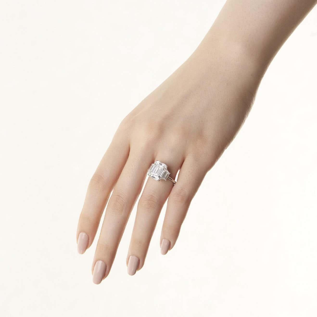 Taille émeraude Bague en diamant certifié GIA de 4,01 carats, sans défaut et de taille excellente, taille émeraude en vente