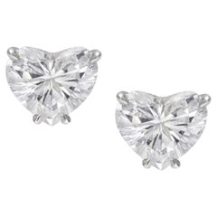 Flawless GIA Certified 4 Carat Heart Shape Diamond Studs Platinum Setting