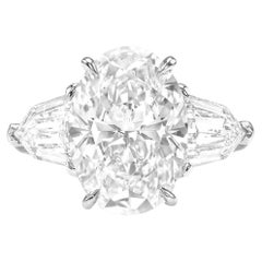 Flawless GIA Certified 4 Carat Oval Diamond Solitaire Ring