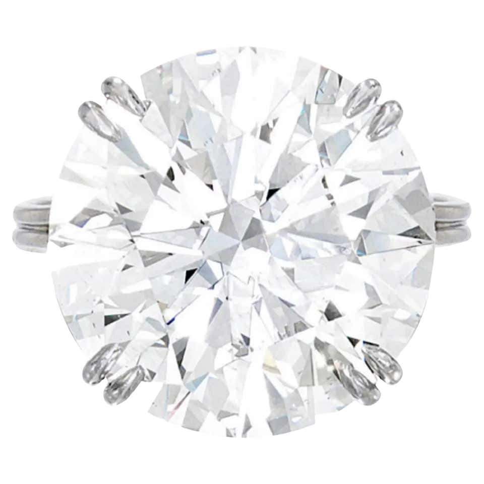 Flawless GIA Certified 13 Carat Round Brilliant Cut Diamond Ring For ...