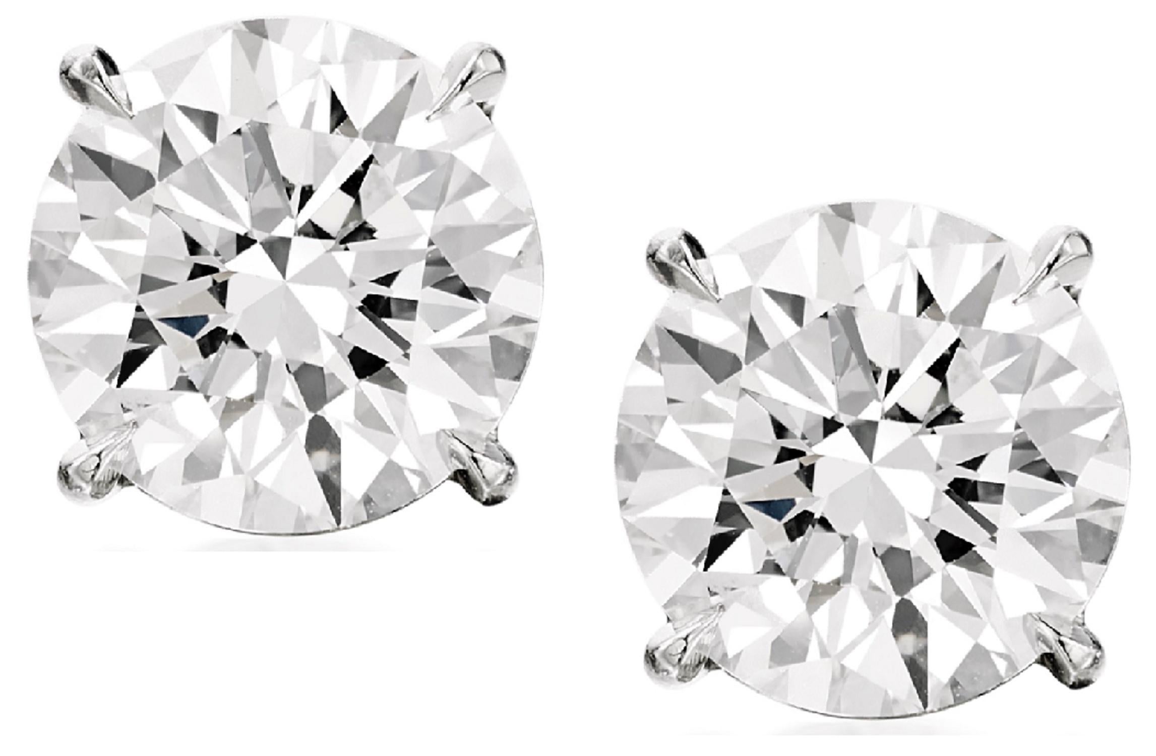 FLAWLESS GIA Certified 3.80 Carat Round Brilliant Cut Diamond Studs