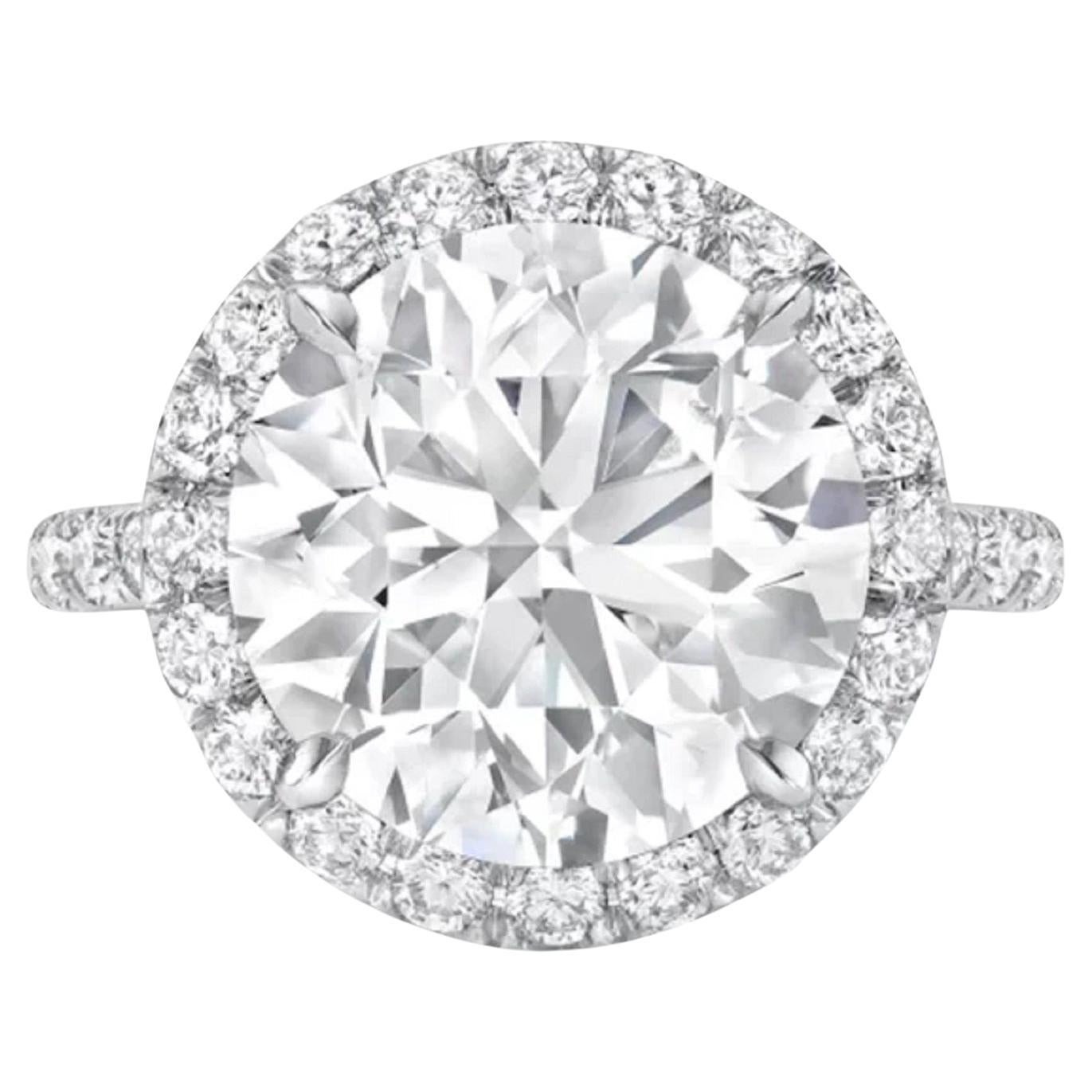 Bague en platine certifiée GIA 4 carats de diamants ronds à taille brillante